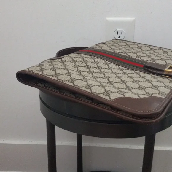 Authentic Vintage Gucci GG Monogram Supreme Sherry Web Ophidia Portfolio Laptop - Picture 6 of 11